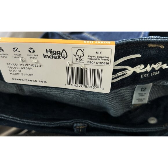 Seven7 Women's 5 Pockets Soft Stretch High Rise Skinny Jean Blu Size 12 MSRP $69 - Picture 3 of 3